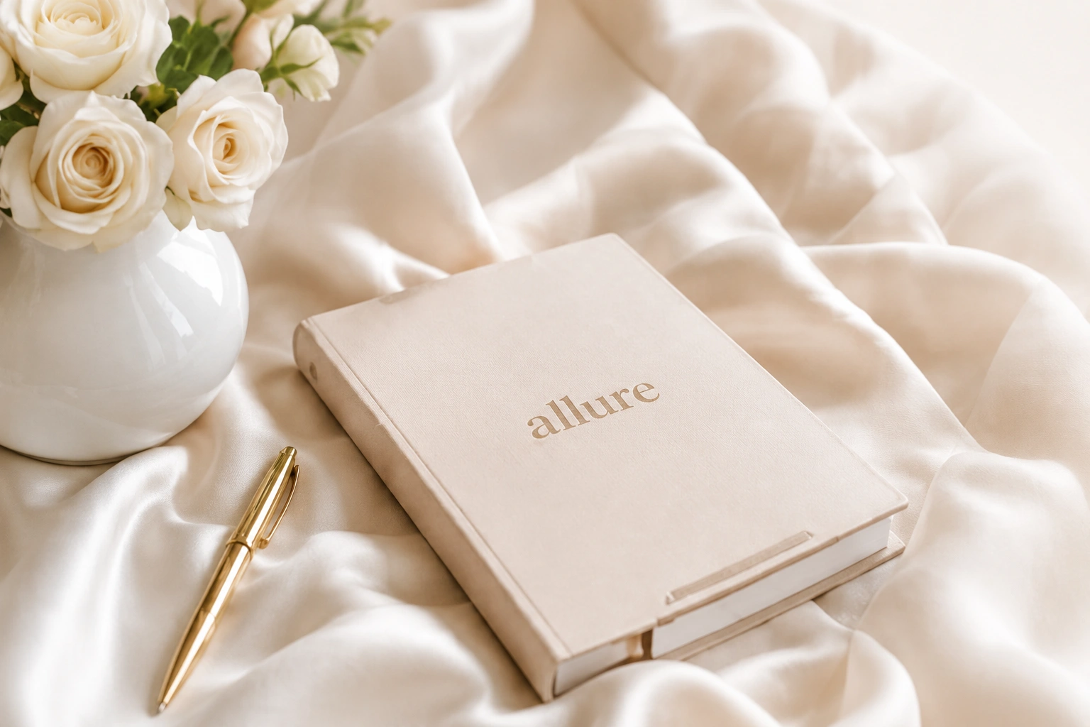 Allure notebook on silk with roses