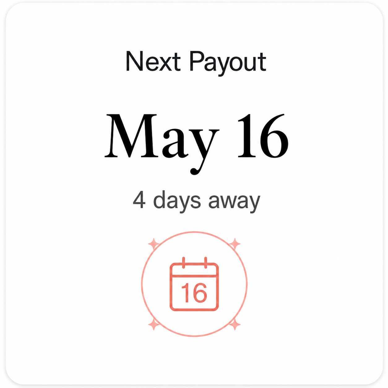 Next payout card