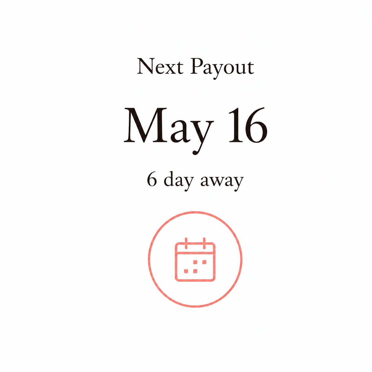 Next payout card