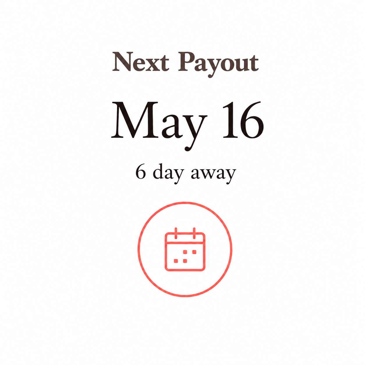 Next payout card