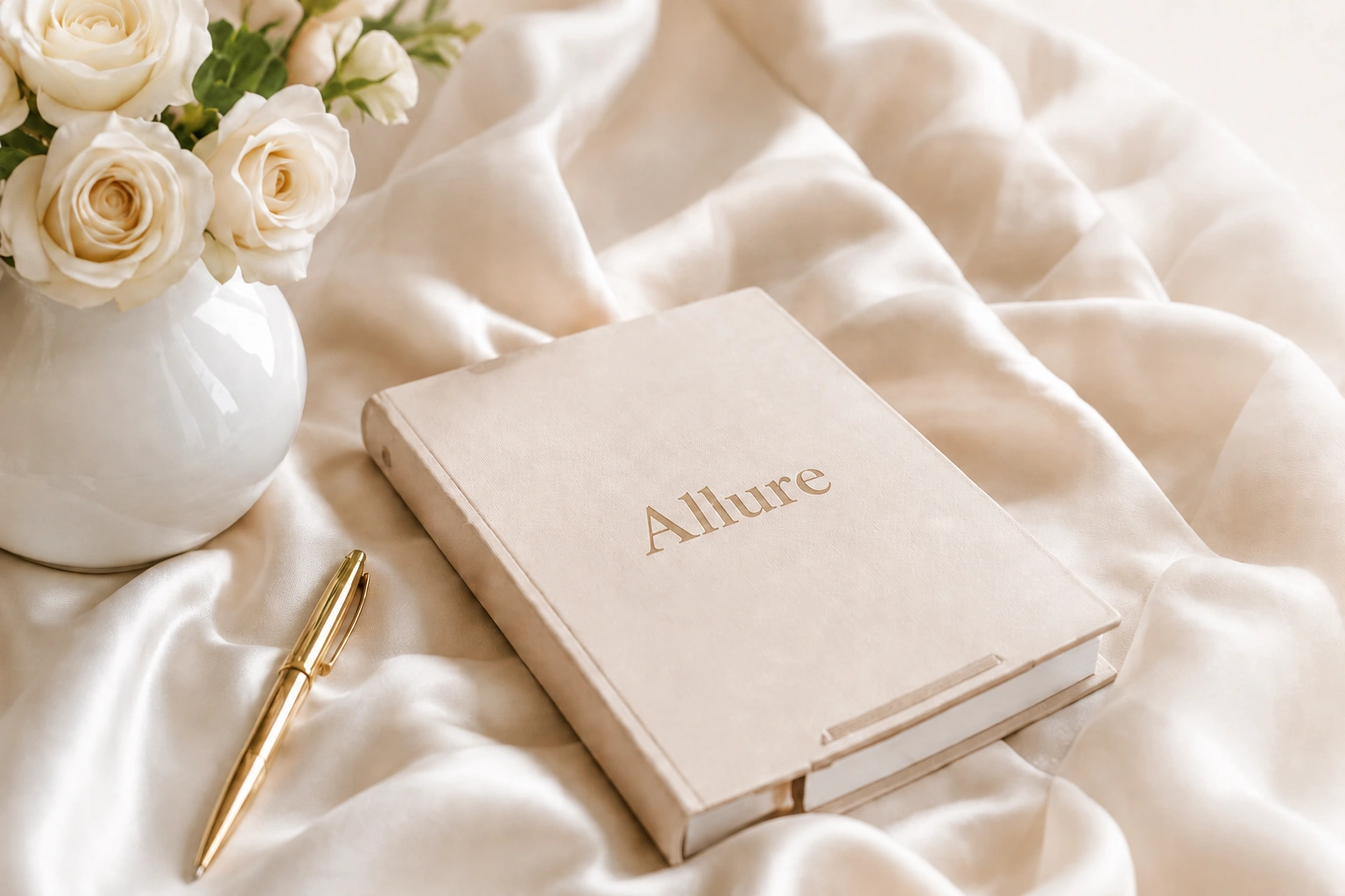 Allure notebook on silk with roses