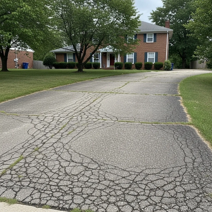 After driveway sealcoating - smooth black sealed asphalt driveway in Louisville KY